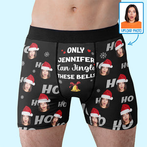 Photo personnalisée : vous seul pouvez faire tinter ces cloches ! Boxer personnalisé amusant, boxer pour homme ! Cadeau de Noël pour petit ami, mari, anniversaire