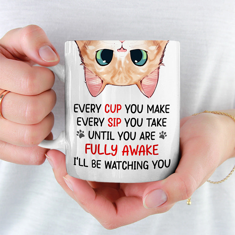 Je te surveillerai - Mug personnalisé pour chat - Cadeau pour les propriétaires d'animaux et les amoureux des animaux