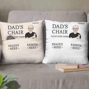 Chaise de papa, va t'asseoir là-bas - Coussin de poche personnalisé pour la famille - Cadeau de fête des pères, d'anniversaire pour papa, grand-père