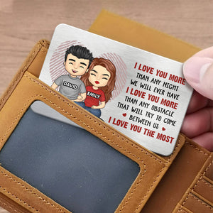 Je t'aime le plus - Carte portefeuille en aluminium personnalisée pour couple - Cadeau pour mari et femme