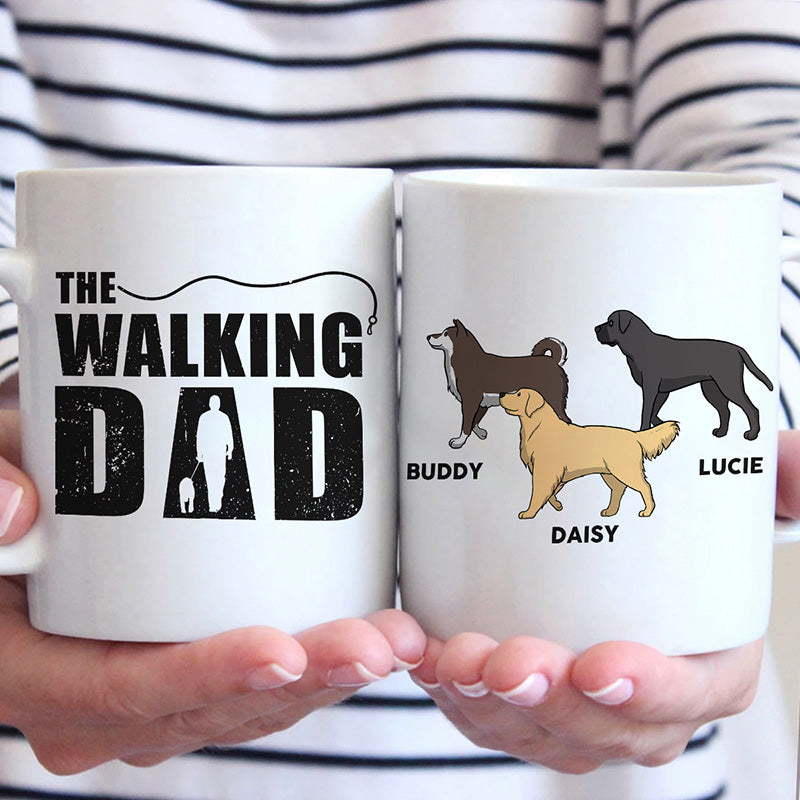 Mug personnalisé « The Walking Dad » avec chien – Cadeau pour les propriétaires et les amoureux des animaux