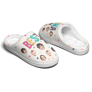 Chaussons personnalisés avec photo « Meilleure grand-mère de tous les temps » - Chaussons moelleux personnalisés pour la famille - Cadeau pour maman et grand-mère