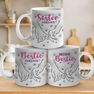 Mug personnalisé « Bestie Forever » avec effet gonflable 3D – Cadeau pour les meilleures amies, les meilleures amies, les sœurs et les collègues