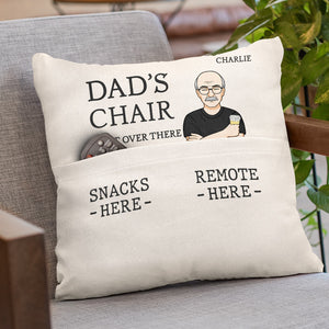 Chaise de papa, va t'asseoir là-bas - Coussin de poche personnalisé pour la famille - Cadeau de fête des pères, d'anniversaire pour papa, grand-père
