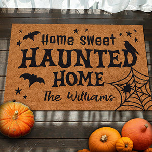 Maison hantée - Tapis décoratif personnalisé pour la maison - Cadeau d'Halloween pour les membres de la famille