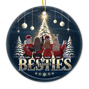 Merry Christmas Bestie Forever - Bestie Personalized Custom Ornament - Ceramic Round Shaped - Christmas Gift For Best Friends, BFF, Sisters