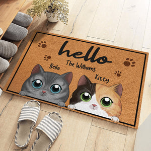 Bonjour les chats et les chatons ! Tapis décoratif personnalisé pour chat ! Cadeau pour les propriétaires et les amoureux des animaux.