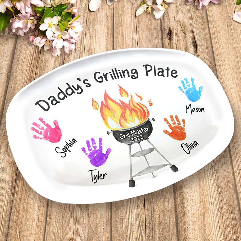 Best Dad's Grilling Plate - Family Personalized Custom Platter - Father's Day, Birthday Gift For Dad
