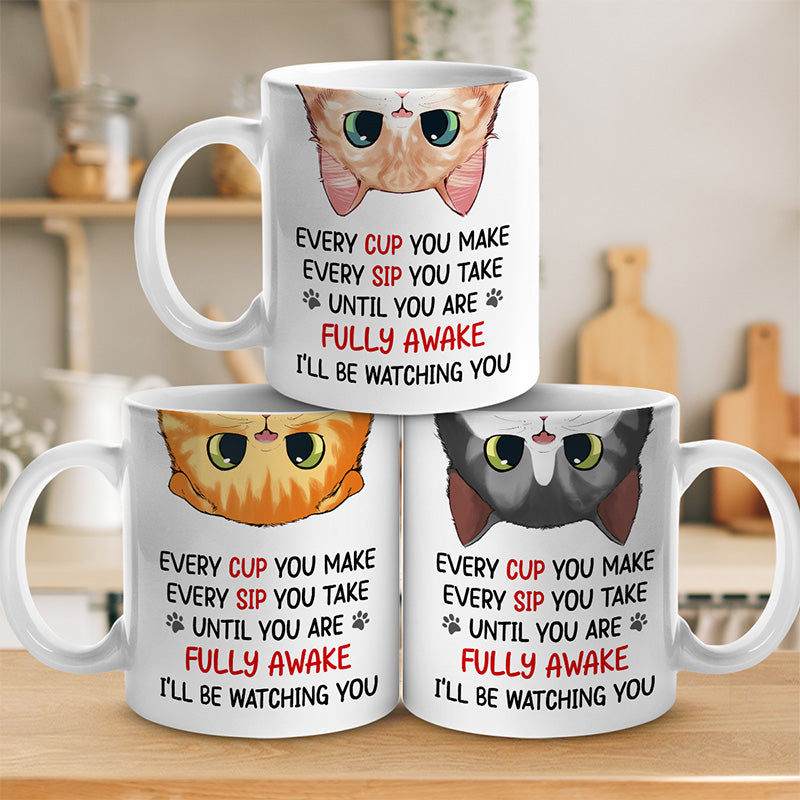 Je te surveillerai - Mug personnalisé pour chat - Cadeau pour les propriétaires d'animaux et les amoureux des animaux