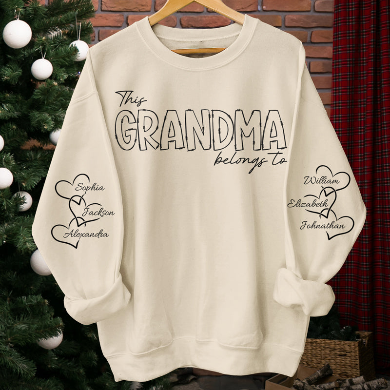 Cette grand-mère appartient à - Sweat-shirt unisexe personnalisé avec motif sur la manche - Cadeau de Noël pour grand-mère