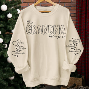 Cette grand-mère appartient à - Sweat-shirt unisexe personnalisé avec motif sur la manche - Cadeau de Noël pour grand-mère