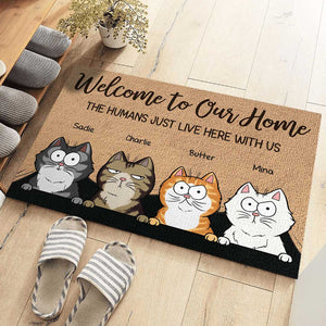 Entrez avec un cœur joyeux - Tapis décoratif personnalisé pour chat - Cadeau pour propriétaires d'animaux et amoureux des animaux