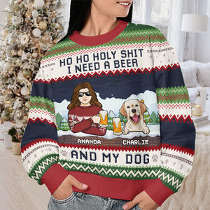 I Need A Beer And My Dogs - Dog Personalized Custom Ugly Sweatshirt - Unisex Wool Jumper - Christmas Gift For Pet Owners, Pet Lovers