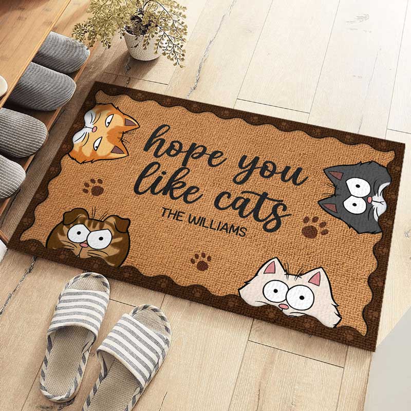 J'espère que vous aimez le chat - Tapis décoratif personnalisé pour chat - Cadeau pour les propriétaires d'animaux et les amoureux des animaux