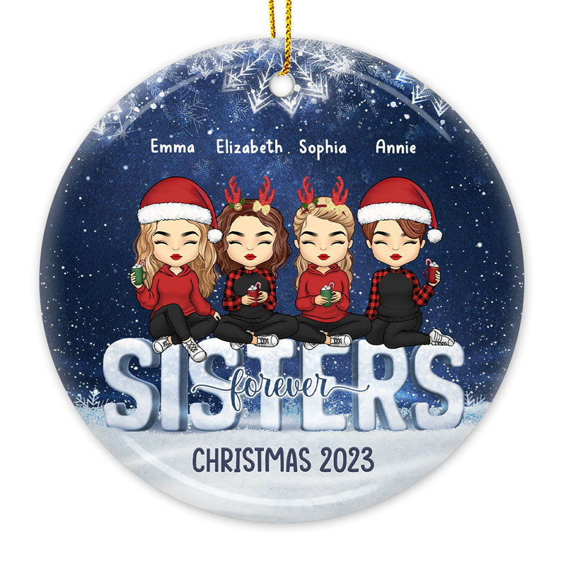 Noël, c'est la famille ! Décoration personnalisée pour la famille - Forme ronde en céramique - Cadeau de Noël pour les membres de la famille