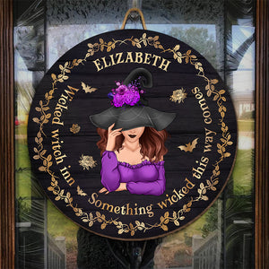 Méchante sorcière - Décoration d'intérieur ronde personnalisée en bois - Cadeau d'Halloween pour les sorcières, vous-même
