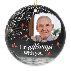 Photo personnalisée « Je te serre fort dans mon cœur » - Ornement personnalisé commémoratif personnalisé - Forme ronde en céramique - Cadeau de Noël, cadeau de condoléances pour les membres de la famille