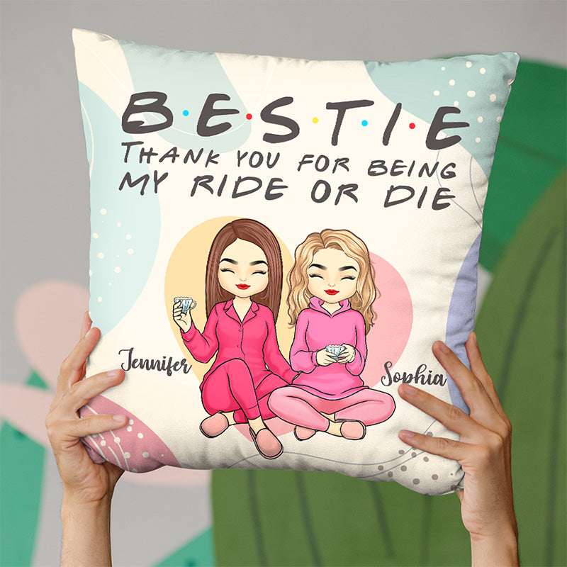 Merci d'être mon compagnon ou ma mort - Coussin personnalisé Bestie - Cadeau pour meilleures amies, meilleures amies, sœurs