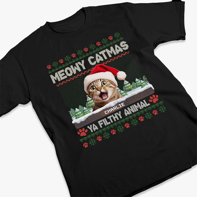 T-shirt, sweat à capuche et sweat-shirt unisexe personnalisé avec photo « Pattes parfaites pour Noël » pour chiens et chats - Cadeau de Noël pour propriétaires et amoureux des animaux