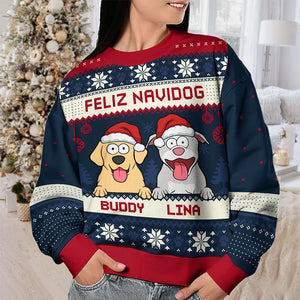 Joyeux Noël ! Sweat-shirt personnalisé pour chien, moche et personnalisé ! Pull unisexe en laine ! Cadeau de Noël pour les propriétaires et les amoureux des animaux.