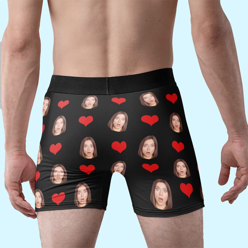 Boxer personnalisé avec photo « Je suis fou de toi » - Cadeau d'anniversaire pour petit ami, mari, anniversaire
