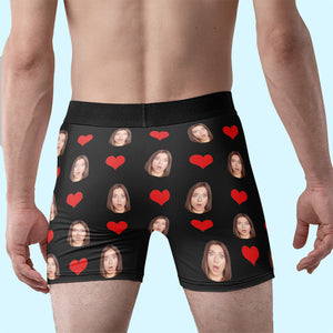 Boxer personnalisé avec photo « Je suis fou de toi » - Cadeau d'anniversaire pour petit ami, mari, anniversaire