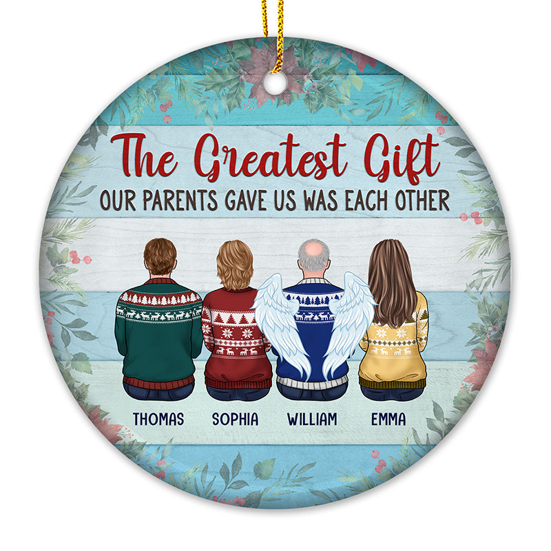 La famille est ma plus grande bénédiction terrestre - Ornement commémoratif personnalisé - Forme ronde en céramique - Cadeau de Noël, cadeau de condoléances pour les membres de la famille