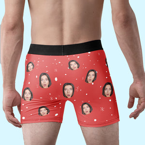 Boxer personnalisé avec photo « Jingle My Bells », je vous garantis un Noël blanc ! Boxer personnalisé amusant pour homme ! Cadeau de Noël pour petit ami, mari, anniversaire