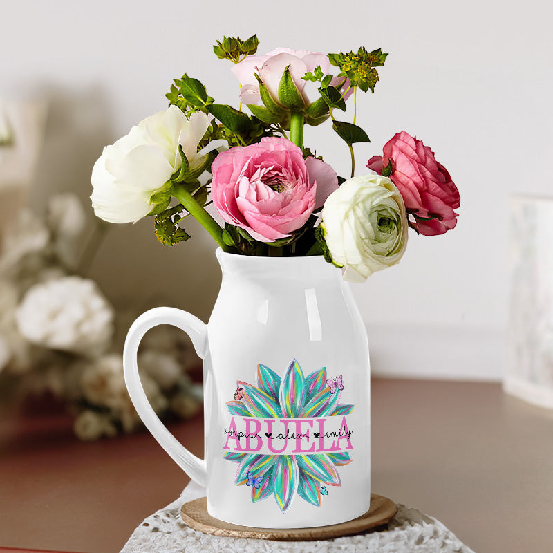 Les fleurs de maman fleurissent dans le cœur des enfants - Vase à fleurs personnalisé pour la décoration intérieure - Cadeau de fête des mères, de pendaison de crémaillère pour maman et grand-mère