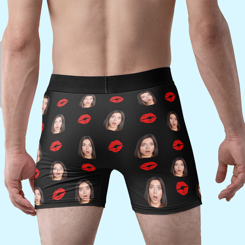 Photo personnalisée « Tu es à moi, chérie » - Boxer personnalisé amusant, boxer pour homme - Cadeau d'anniversaire pour petit ami, mari, anniversaire