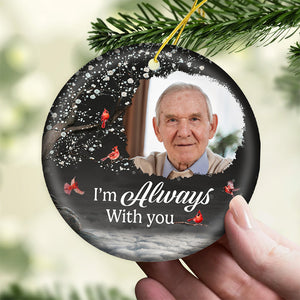 Photo personnalisée « Je te serre fort dans mon cœur » - Ornement personnalisé commémoratif personnalisé - Forme ronde en céramique - Cadeau de Noël, cadeau de condoléances pour les membres de la famille