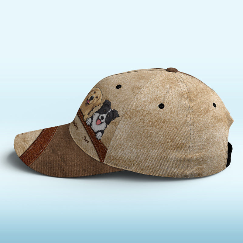 Le bonheur est un chiot chaleureux bleu marine – Bonnet personnalisé pour chien, casquette classique à imprimé intégral – Nouveauté, cadeau pour les propriétaires et les amoureux des animaux