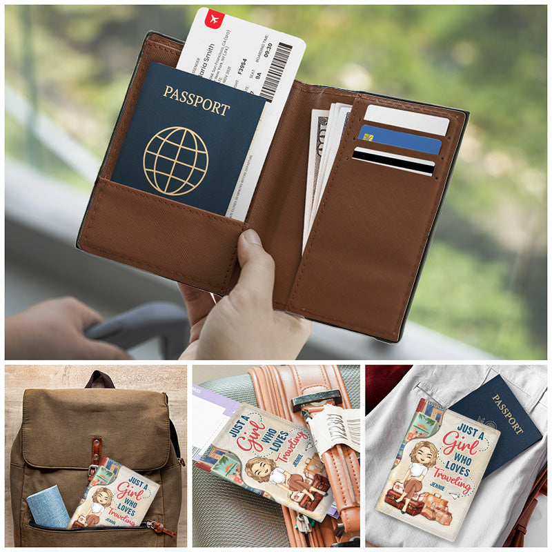Just A Girl Who Loves Traveling - Personalized Passport Cover, Passport Holder - Gift For Bestie