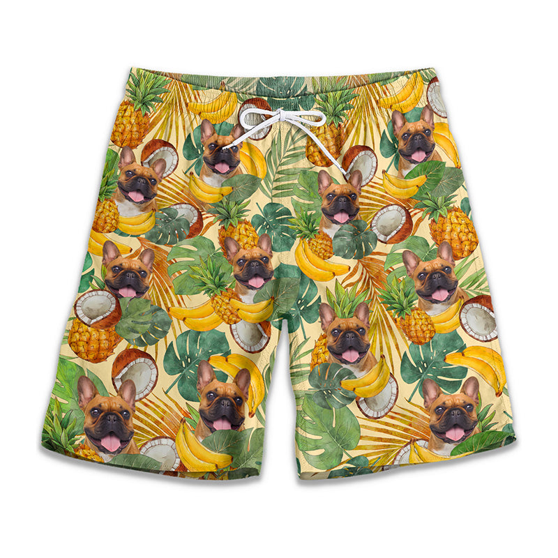 Short de plage hawaïen personnalisé avec photo « A Little Vitamin Sea » pour chien et chat, motif tropical Aloha, pour homme - Cadeau idéal pour les vacances d'été, les anniversaires et les amoureux des animaux.