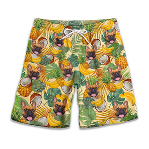 Short de plage hawaïen personnalisé avec photo « A Little Vitamin Sea » pour chien et chat, motif tropical Aloha, pour homme - Cadeau idéal pour les vacances d'été, les anniversaires et les amoureux des animaux.