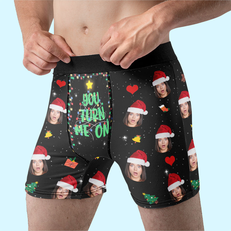 Photo personnalisée « Tu m'excites » - Boxer personnalisé humoristique, boxer pour homme - Cadeau de Noël pour petit ami, mari, anniversaire