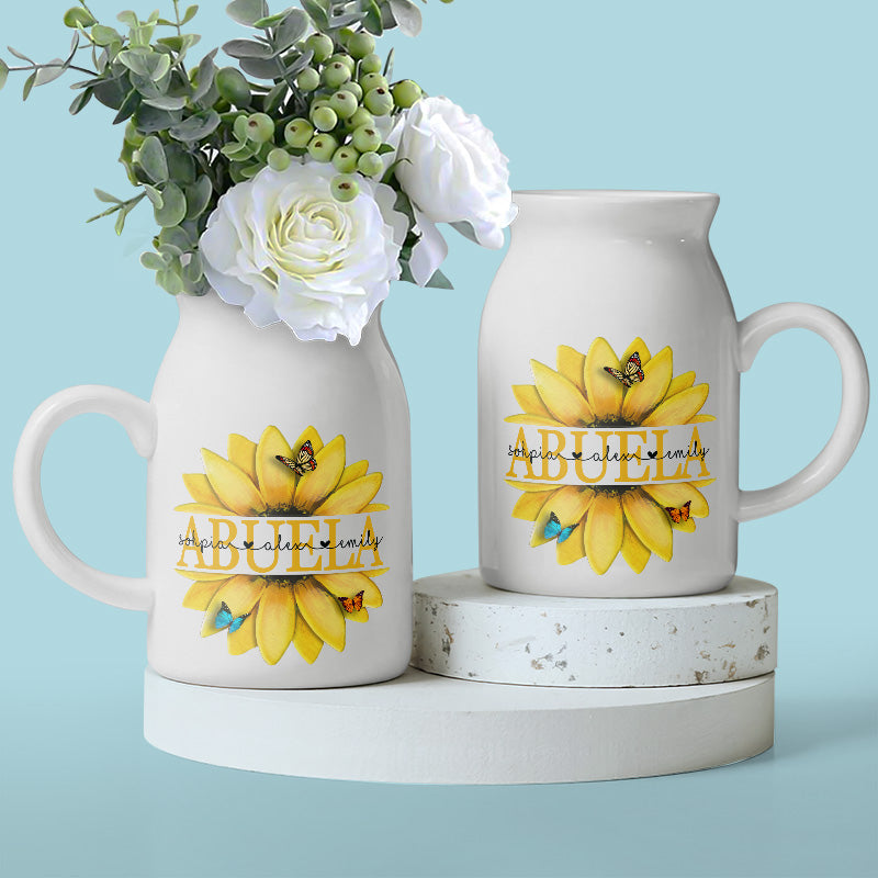 Les fleurs de grand-mère fleurissent dans le cœur des enfants - Vase à fleurs personnalisé pour la décoration intérieure - Cadeau de fête des mères, de pendaison de crémaillère pour maman et grand-mère