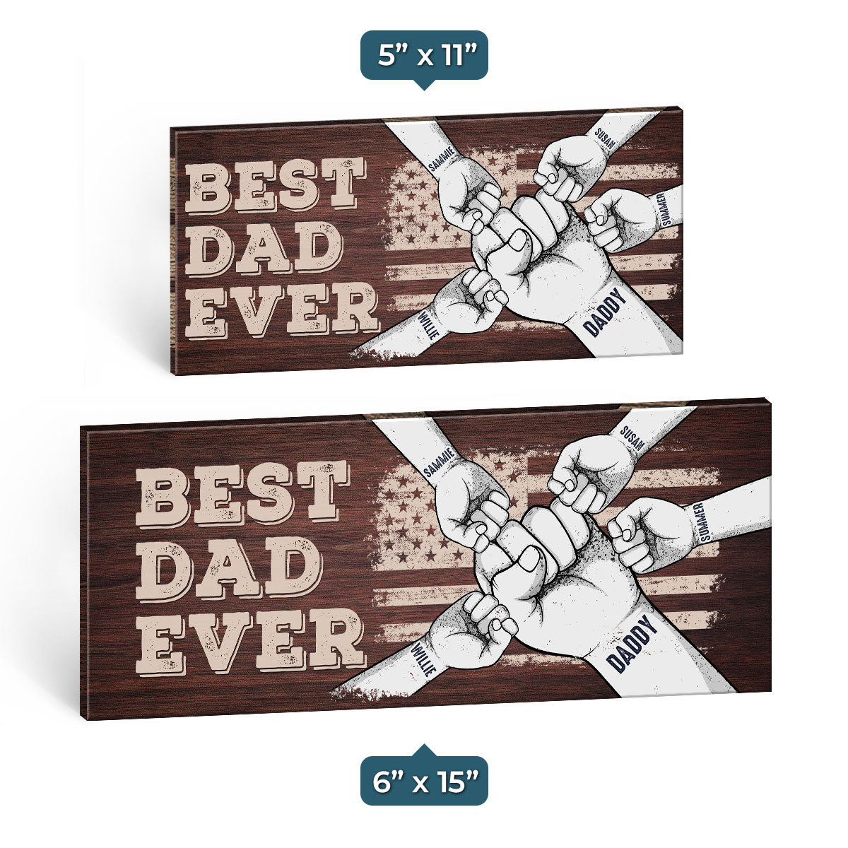 Meilleur papa de tous les temps - Panneau rectangulaire personnalisé en bois pour décoration d'intérieur - Cadeau de fête des pères, de pendaison de crémaillère pour papa