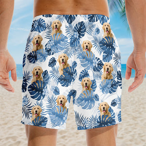Short de plage hawaïen personnalisé avec photo pour chien et chat - Cadeau idéal pour les vacances d'été, les anniversaires et les amoureux des animaux