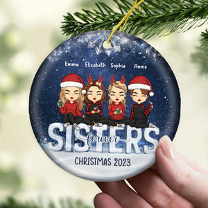 Noël, c'est la famille ! Décoration personnalisée pour la famille - Forme ronde en céramique - Cadeau de Noël pour les membres de la famille