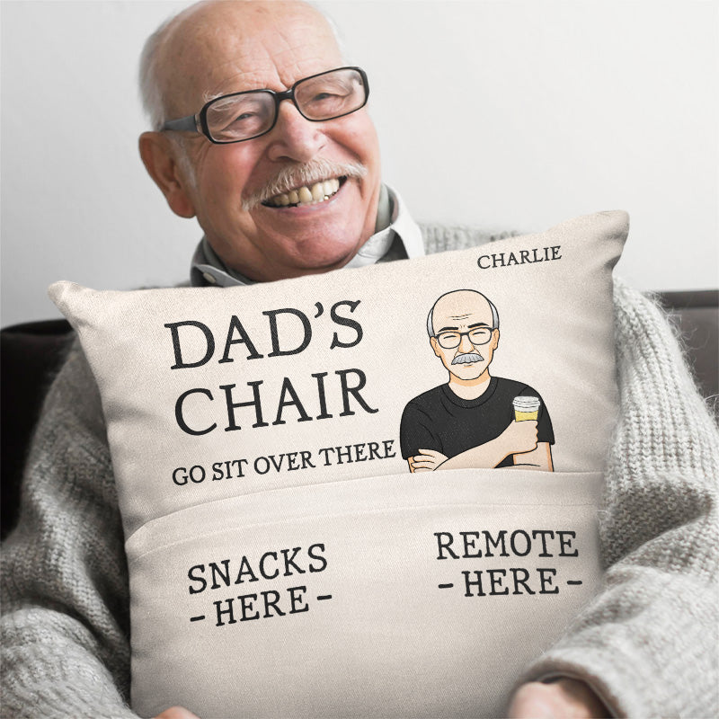Chaise de papa, va t'asseoir là-bas - Coussin de poche personnalisé pour la famille - Cadeau de fête des pères, d'anniversaire pour papa, grand-père