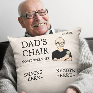 Chaise de papa, va t'asseoir là-bas - Coussin de poche personnalisé pour la famille - Cadeau de fête des pères, d'anniversaire pour papa, grand-père