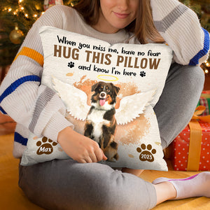Photo personnalisée « Je suis là dans ton cœur » - Coussin personnalisé commémoratif - Cadeau de condoléances pour les propriétaires d'animaux et les amoureux des animaux