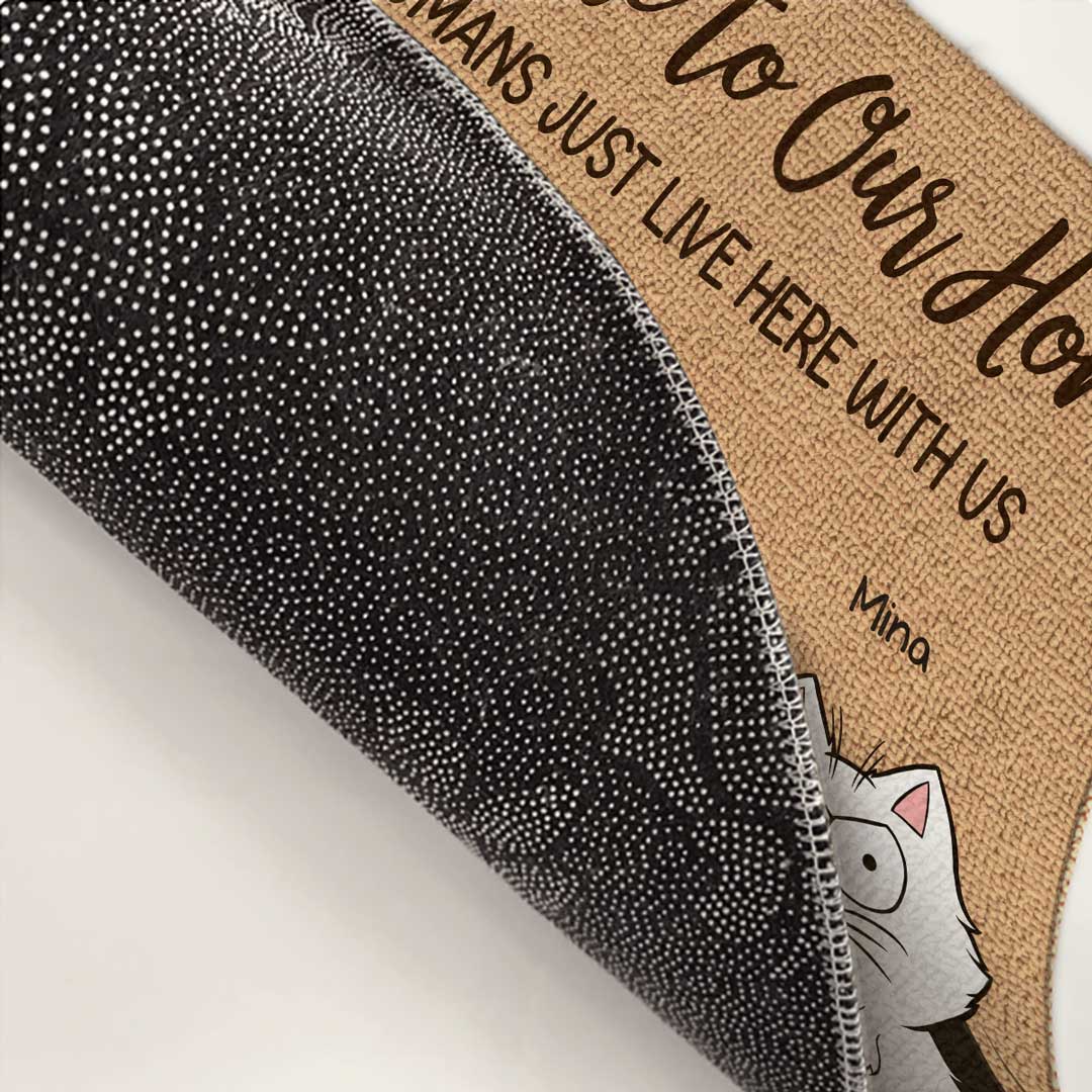 Entrez avec un cœur joyeux - Tapis décoratif personnalisé pour chat - Cadeau pour propriétaires d'animaux et amoureux des animaux