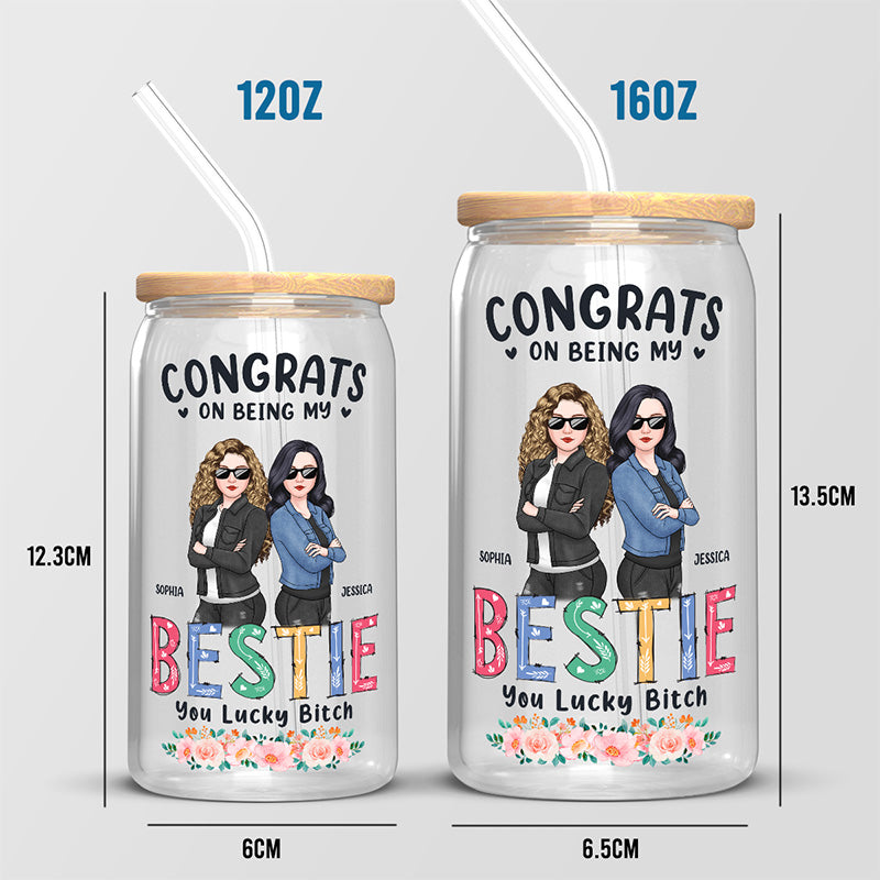 Tu as tellement de chance d'avoir une sœur comme moi - Tasse en verre personnalisée Bestie, tasse à café glacé - Cadeau pour meilleures amies, BFF, sœurs