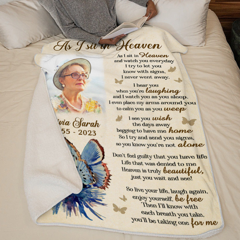 J'essaie de vous le faire savoir avec des panneaux - Couverture commémorative personnalisée - Télécharger une image, cadeau de condoléances, cadeau de Noël pour les membres de la famille