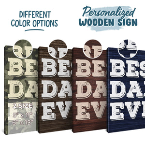 Meilleur papa de tous les temps - Panneau rectangulaire personnalisé en bois pour décoration d'intérieur - Cadeau de fête des pères, de pendaison de crémaillère pour papa