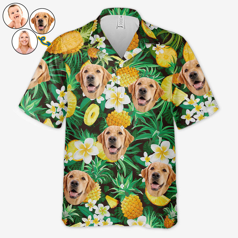 T-shirt hawaïen unisexe personnalisé avec photo, style ananas, pour chien et chat, style tropical, idéal pour les vacances d'été, pour les propriétaires et les amoureux des animaux.