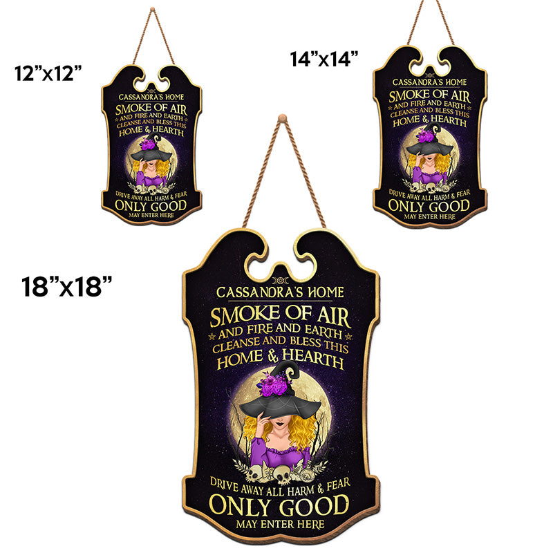 Sky Above Earth Below Peace Within - Personalized Custom Shaped Home Decor Witch Wood Sign - Halloween Gift For Witches, Yourself