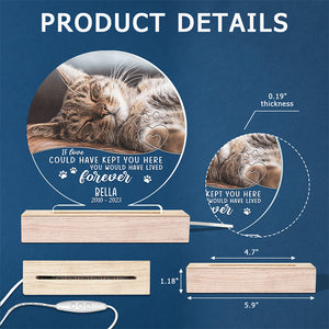 Photo personnalisée « Si l'amour avait pu vous garder ici » - Lampe LED 3D ronde personnalisée commémorative - Cadeau de condoléances pour les propriétaires et les amoureux des animaux